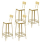 Glam Backrest Armless Counter Stool Iron Bar Stool with Cushion and Pedal for Cafe Gold 4 Piece Set Bar Stool(30"H) Clearhalo 'Bar Furniture' 'Bar Stools' 'bar_stools' 'furn' 'furn_bar_stools' 'Furniture' 'Kitchen & Dining Furniture' 6856870