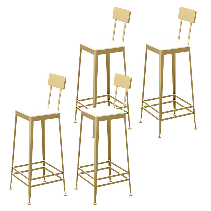 Glam Backrest Armless Counter Stool Iron Bar Stool with Cushion and Pedal for Cafe Gold 4 Piece Set Bar Stool(30"H) Clearhalo 'Bar Furniture' 'Bar Stools' 'bar_stools' 'furn' 'furn_bar_stools' 'Furniture' 'Kitchen & Dining Furniture' 6856870