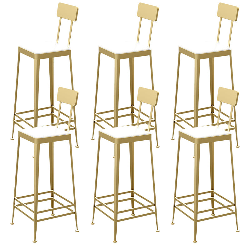 Glam Backrest Armless Counter Stool Iron Bar Stool with Cushion and Pedal for Cafe Gold 6 Piece Set Bar Stool(30"H) Clearhalo 'Bar Furniture' 'Bar Stools' 'bar_stools' 'furn' 'furn_bar_stools' 'Furniture' 'Kitchen & Dining Furniture' 6856872
