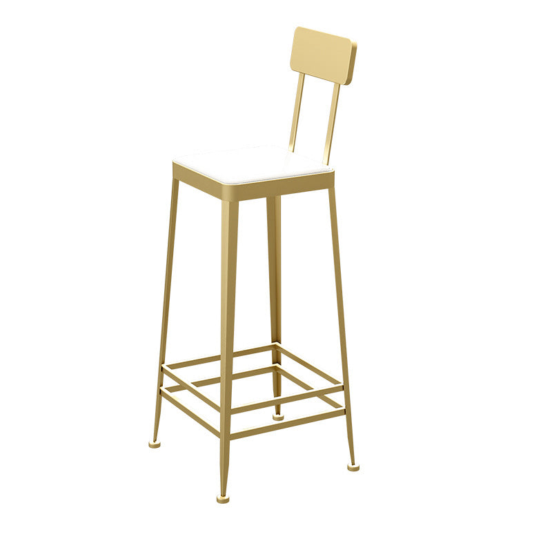 Glam Backrest Armless Counter Stool Iron Bar Stool with Cushion and Pedal for Cafe Gold 1 Piece Bar Stool(30"H) Clearhalo 'Bar Furniture' 'Bar Stools' 'bar_stools' 'furn' 'furn_bar_stools' 'Furniture' 'Kitchen & Dining Furniture' 6856875