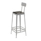 Glam Backrest Armless Counter Stool Iron Bar Stool with Cushion and Pedal for Cafe Silver 1 Piece Bar Stool(30"H) Clearhalo 'Bar Furniture' 'Bar Stools' 'bar_stools' 'furn' 'furn_bar_stools' 'Furniture' 'Kitchen & Dining Furniture' 6856876