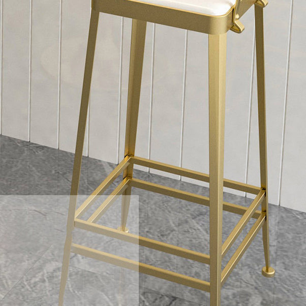 Glam Backrest Armless Counter Stool Iron Bar Stool with Cushion and Pedal for Cafe Clearhalo 'Bar Furniture' 'Bar Stools' 'bar_stools' 'furn' 'furn_bar_stools' 'Furniture' 'Kitchen & Dining Furniture' 6856877
