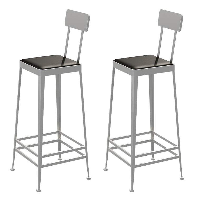 Glam Backrest Armless Counter Stool Iron Bar Stool with Cushion and Pedal for Cafe Silver 2 Piece Set Bar Stool(30"H) Clearhalo 'Bar Furniture' 'Bar Stools' 'bar_stools' 'furn' 'furn_bar_stools' 'Furniture' 'Kitchen & Dining Furniture' 6856878