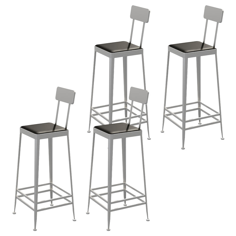 Glam Backrest Armless Counter Stool Iron Bar Stool with Cushion and Pedal for Cafe Silver 4 Piece Set Bar Stool(30"H) Clearhalo 'Bar Furniture' 'Bar Stools' 'bar_stools' 'furn' 'furn_bar_stools' 'Furniture' 'Kitchen & Dining Furniture' 6856880