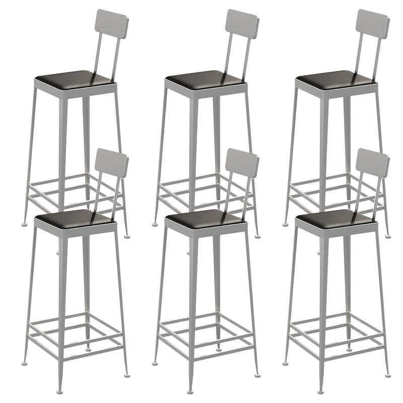 Glam Backrest Armless Counter Stool Iron Bar Stool with Cushion and Pedal for Cafe Silver 6 Piece Set Bar Stool(30"H) Clearhalo 'Bar Furniture' 'Bar Stools' 'bar_stools' 'furn' 'furn_bar_stools' 'Furniture' 'Kitchen & Dining Furniture' 6856881