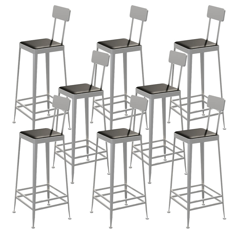 Glam Backrest Armless Counter Stool Iron Bar Stool with Cushion and Pedal for Cafe Silver 8 Piece Set Bar Stool(30"H) Clearhalo 'Bar Furniture' 'Bar Stools' 'bar_stools' 'furn' 'furn_bar_stools' 'Furniture' 'Kitchen & Dining Furniture' 6856884
