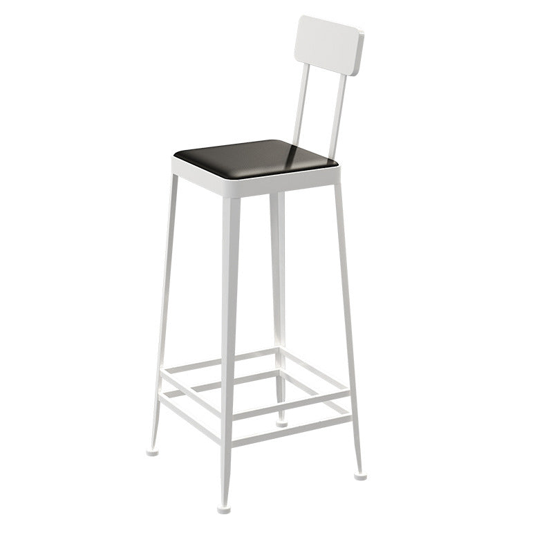Glam Backrest Armless Counter Stool Iron Bar Stool with Cushion and Pedal for Cafe White 1 Piece Bar Stool(30"H) Clearhalo 'Bar Furniture' 'Bar Stools' 'bar_stools' 'furn' 'furn_bar_stools' 'Furniture' 'Kitchen & Dining Furniture' 6856885