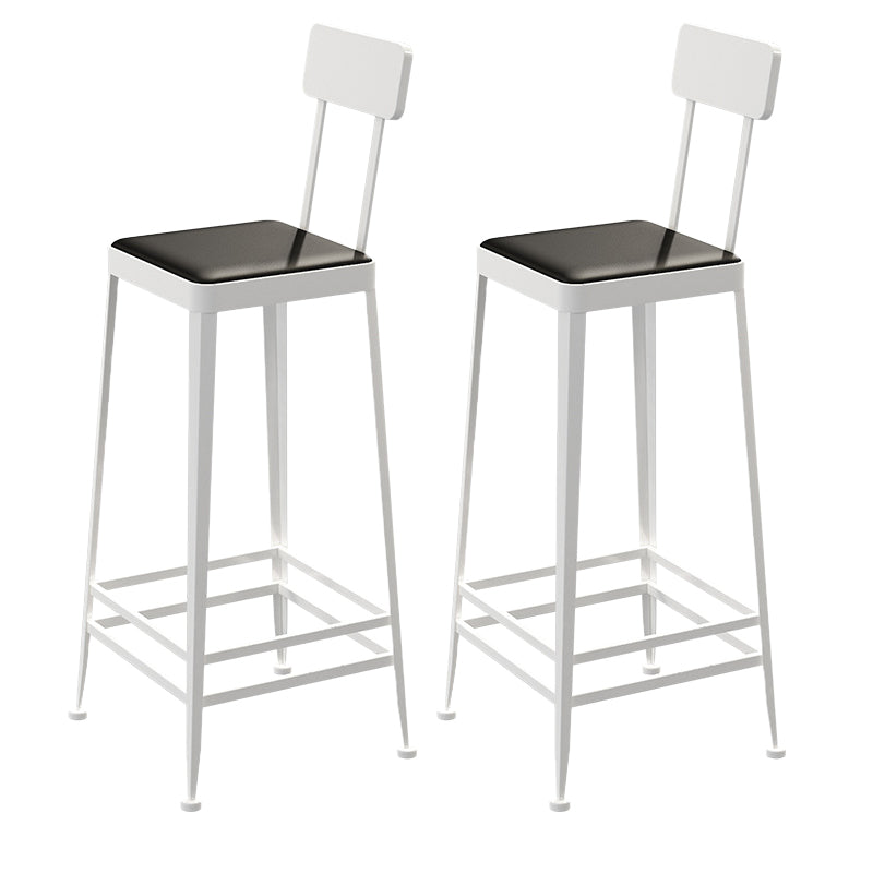 Glam Backrest Armless Counter Stool Iron Bar Stool with Cushion and Pedal for Cafe White 2 Piece Set Bar Stool(30"H) Clearhalo 'Bar Furniture' 'Bar Stools' 'bar_stools' 'furn' 'furn_bar_stools' 'Furniture' 'Kitchen & Dining Furniture' 6856886