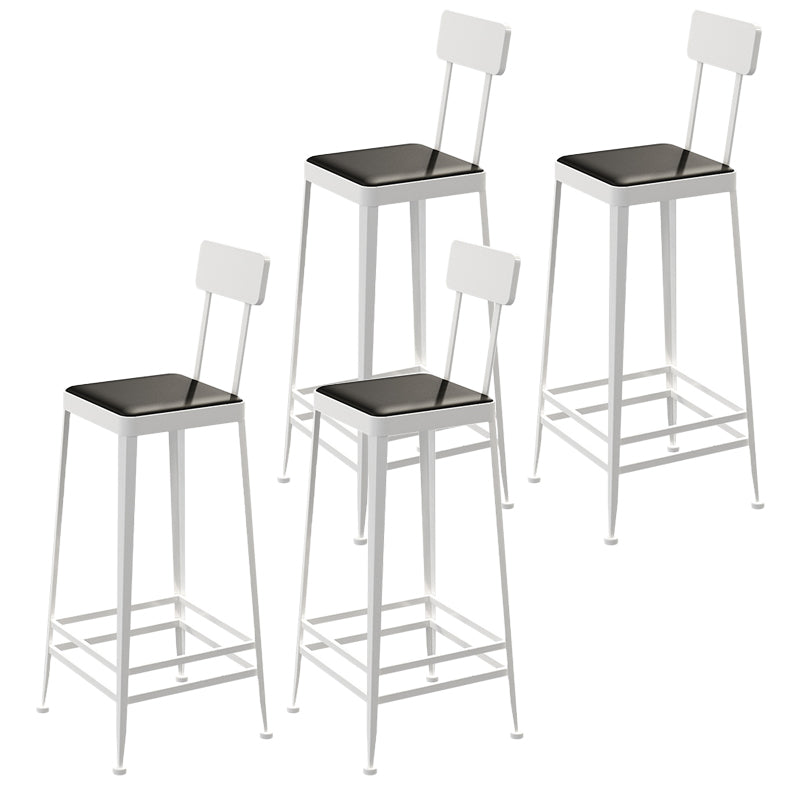 Glam Backrest Armless Counter Stool Iron Bar Stool with Cushion and Pedal for Cafe White 4 Piece Set Bar Stool(30"H) Clearhalo 'Bar Furniture' 'Bar Stools' 'bar_stools' 'furn' 'furn_bar_stools' 'Furniture' 'Kitchen & Dining Furniture' 6856887