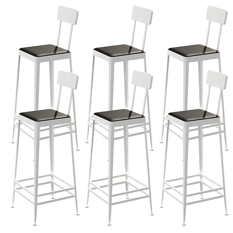 Glam Backrest Armless Counter Stool Iron Bar Stool with Cushion and Pedal for Cafe White 6 Piece Set Bar Stool(30"H) Clearhalo 'Bar Furniture' 'Bar Stools' 'bar_stools' 'furn' 'furn_bar_stools' 'Furniture' 'Kitchen & Dining Furniture' 6856888