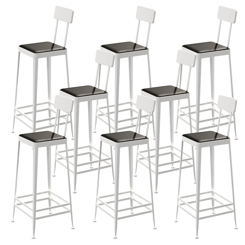 Glam Backrest Armless Counter Stool Iron Bar Stool with Cushion and Pedal for Cafe White 8 Piece Set Bar Stool(30"H) Clearhalo 'Bar Furniture' 'Bar Stools' 'bar_stools' 'furn' 'furn_bar_stools' 'Furniture' 'Kitchen & Dining Furniture' 6856889