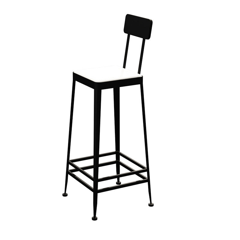 Glam Backrest Armless Counter Stool Iron Bar Stool with Cushion and Pedal for Cafe Black 1 Piece Bar Stool(30"H) Clearhalo 'Bar Furniture' 'Bar Stools' 'bar_stools' 'furn' 'furn_bar_stools' 'Furniture' 'Kitchen & Dining Furniture' 6856890