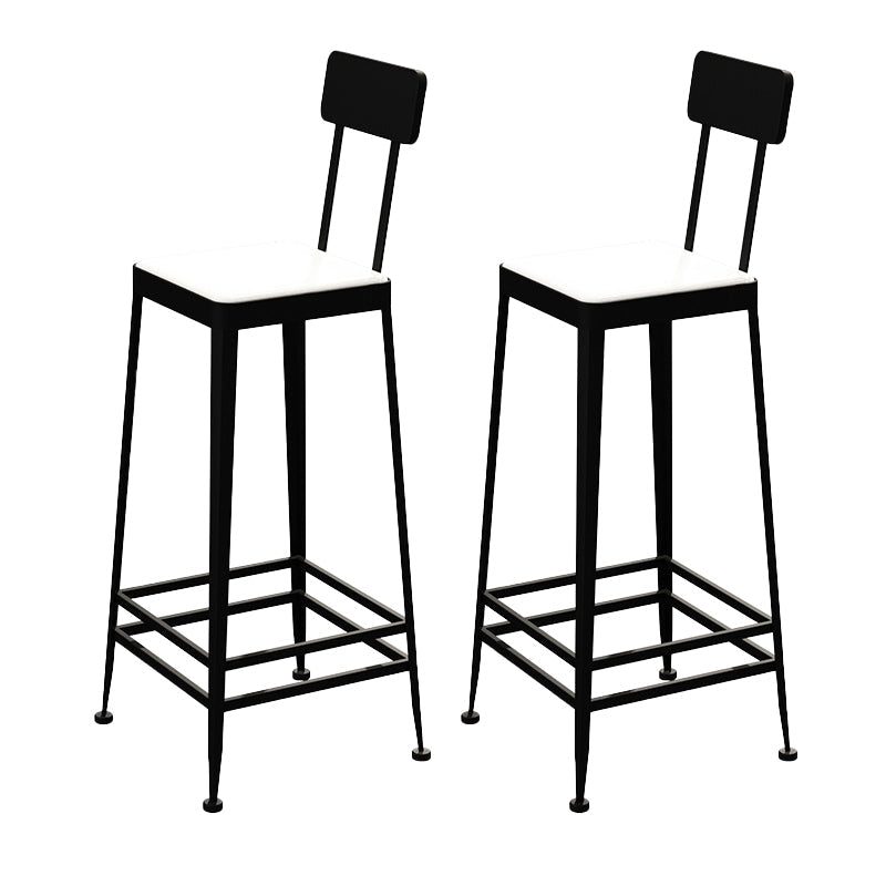 Glam Backrest Armless Counter Stool Iron Bar Stool with Cushion and Pedal for Cafe Black 2 Piece Set Bar Stool(30"H) Clearhalo 'Bar Furniture' 'Bar Stools' 'bar_stools' 'furn' 'furn_bar_stools' 'Furniture' 'Kitchen & Dining Furniture' 6856891