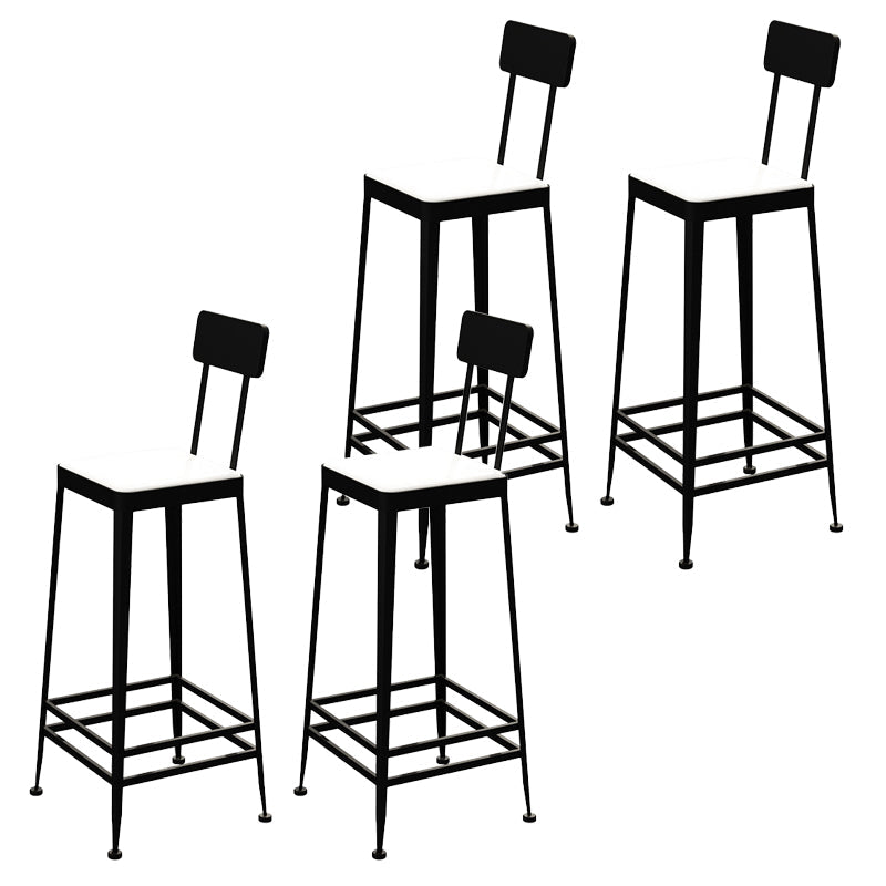 Glam Backrest Armless Counter Stool Iron Bar Stool with Cushion and Pedal for Cafe Black 4 Piece Set Bar Stool(30"H) Clearhalo 'Bar Furniture' 'Bar Stools' 'bar_stools' 'furn' 'furn_bar_stools' 'Furniture' 'Kitchen & Dining Furniture' 6856892