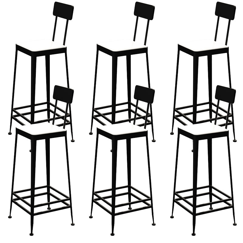 Glam Backrest Armless Counter Stool Iron Bar Stool with Cushion and Pedal for Cafe Black 6 Piece Set Bar Stool(30"H) Clearhalo 'Bar Furniture' 'Bar Stools' 'bar_stools' 'furn' 'furn_bar_stools' 'Furniture' 'Kitchen & Dining Furniture' 6856893