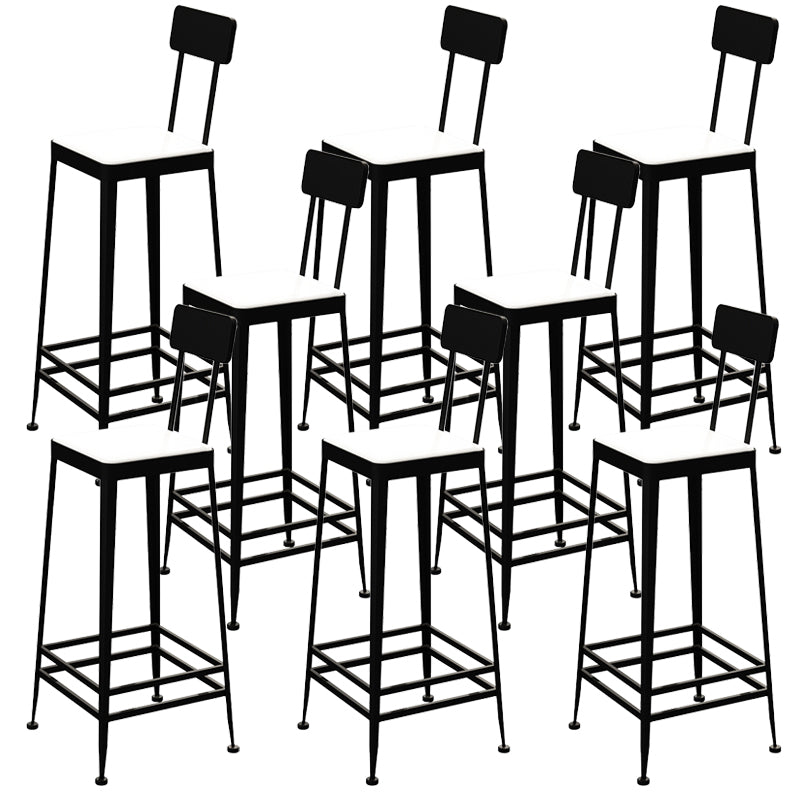 Glam Backrest Armless Counter Stool Iron Bar Stool with Cushion and Pedal for Cafe Black 8 Piece Set Bar Stool(30"H) Clearhalo 'Bar Furniture' 'Bar Stools' 'bar_stools' 'furn' 'furn_bar_stools' 'Furniture' 'Kitchen & Dining Furniture' 6856894