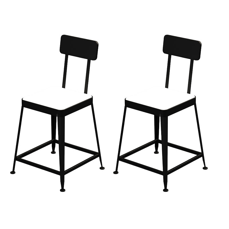 Glam Backrest Armless Counter Stool Iron Bar Stool with Cushion and Pedal for Cafe Black 2 Piece Set Short Stool(18"H) Clearhalo 'Bar Furniture' 'Bar Stools' 'bar_stools' 'furn' 'furn_bar_stools' 'Furniture' 'Kitchen & Dining Furniture' 6856896