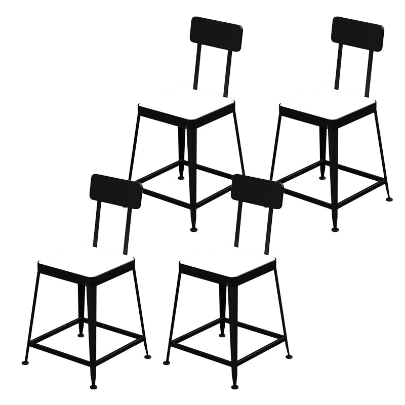 Glam Backrest Armless Counter Stool Iron Bar Stool with Cushion and Pedal for Cafe Black 4 Piece Set Short Stool(18"H) Clearhalo 'Bar Furniture' 'Bar Stools' 'bar_stools' 'furn' 'furn_bar_stools' 'Furniture' 'Kitchen & Dining Furniture' 6856897