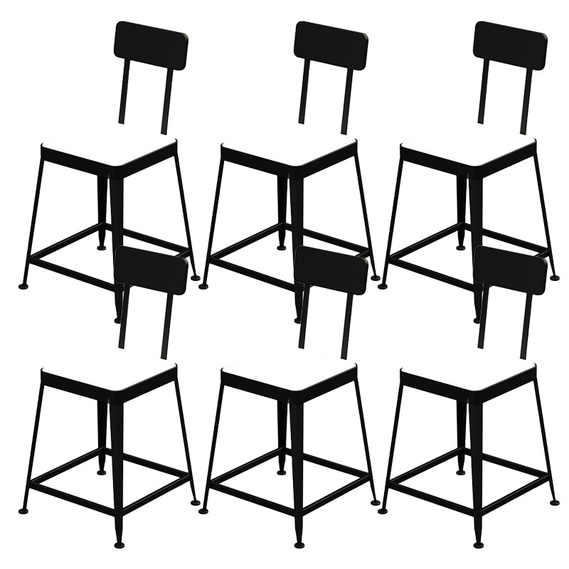 Glam Backrest Armless Counter Stool Iron Bar Stool with Cushion and Pedal for Cafe Black 6 Piece Set Short Stool(18"H) Clearhalo 'Bar Furniture' 'Bar Stools' 'bar_stools' 'furn' 'furn_bar_stools' 'Furniture' 'Kitchen & Dining Furniture' 6856898