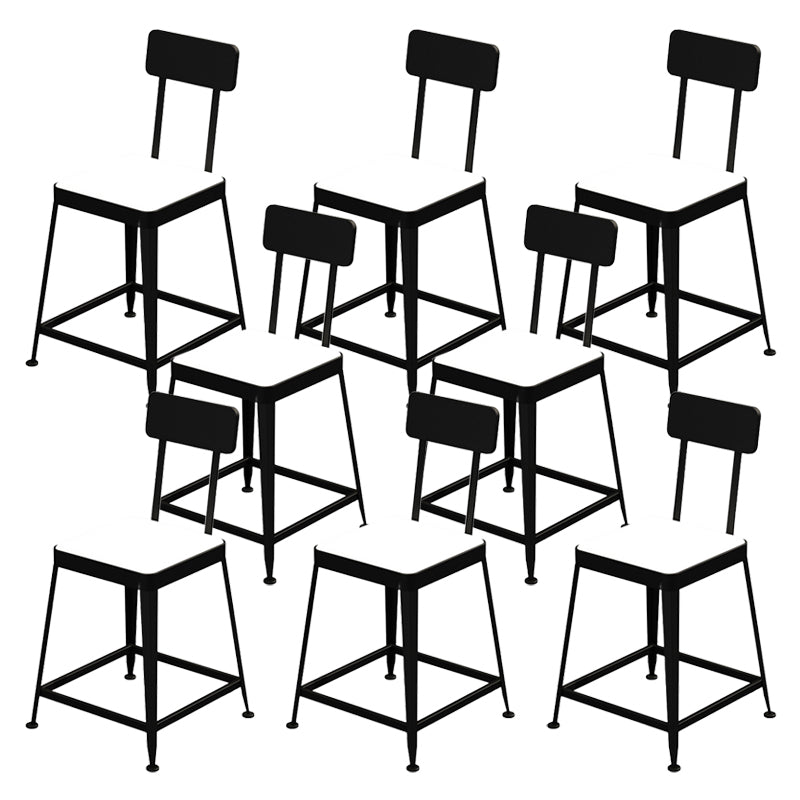 Glam Backrest Armless Counter Stool Iron Bar Stool with Cushion and Pedal for Cafe Black 8 Piece Set Short Stool(18"H) Clearhalo 'Bar Furniture' 'Bar Stools' 'bar_stools' 'furn' 'furn_bar_stools' 'Furniture' 'Kitchen & Dining Furniture' 6856899