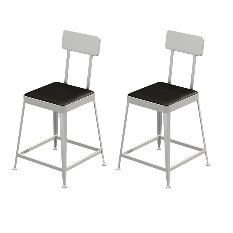 Glam Backrest Armless Counter Stool Iron Bar Stool with Cushion and Pedal for Cafe Silver 2 Piece Set Short Stool(18"H) Clearhalo 'Bar Furniture' 'Bar Stools' 'bar_stools' 'furn' 'furn_bar_stools' 'Furniture' 'Kitchen & Dining Furniture' 6856901