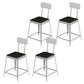 Glam Backrest Armless Counter Stool Iron Bar Stool with Cushion and Pedal for Cafe Silver 4 Piece Set Short Stool(18"H) Clearhalo 'Bar Furniture' 'Bar Stools' 'bar_stools' 'furn' 'furn_bar_stools' 'Furniture' 'Kitchen & Dining Furniture' 6856902