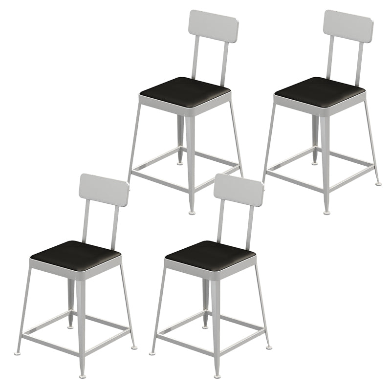 Glam Backrest Armless Counter Stool Iron Bar Stool with Cushion and Pedal for Cafe Silver 4 Piece Set Short Stool(18"H) Clearhalo 'Bar Furniture' 'Bar Stools' 'bar_stools' 'furn' 'furn_bar_stools' 'Furniture' 'Kitchen & Dining Furniture' 6856902