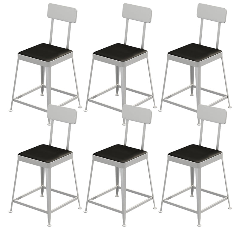 Glam Backrest Armless Counter Stool Iron Bar Stool with Cushion and Pedal for Cafe Silver 6 Piece Set Short Stool(18"H) Clearhalo 'Bar Furniture' 'Bar Stools' 'bar_stools' 'furn' 'furn_bar_stools' 'Furniture' 'Kitchen & Dining Furniture' 6856903