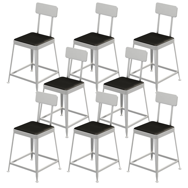 Glam Backrest Armless Counter Stool Iron Bar Stool with Cushion and Pedal for Cafe Silver 8 Piece Set Short Stool(18"H) Clearhalo 'Bar Furniture' 'Bar Stools' 'bar_stools' 'furn' 'furn_bar_stools' 'Furniture' 'Kitchen & Dining Furniture' 6856904
