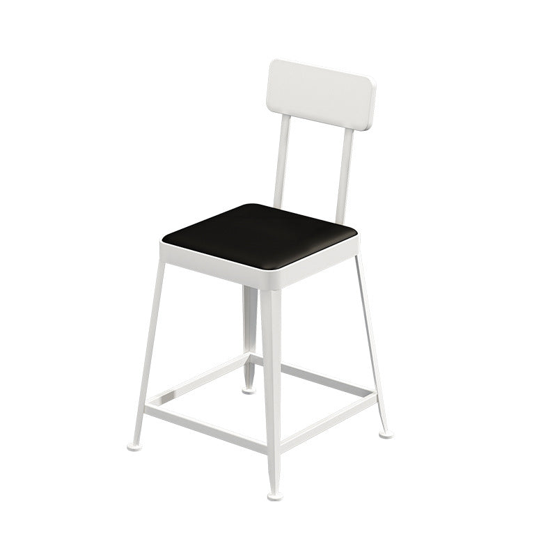 Glam Backrest Armless Counter Stool Iron Bar Stool with Cushion and Pedal for Cafe White 1 Piece Short Stool(18"H) Clearhalo 'Bar Furniture' 'Bar Stools' 'bar_stools' 'furn' 'furn_bar_stools' 'Furniture' 'Kitchen & Dining Furniture' 6856905