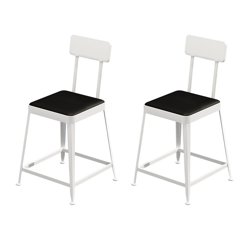 Glam Backrest Armless Counter Stool Iron Bar Stool with Cushion and Pedal for Cafe White 2 Piece Set Short Stool(18"H) Clearhalo 'Bar Furniture' 'Bar Stools' 'bar_stools' 'furn' 'furn_bar_stools' 'Furniture' 'Kitchen & Dining Furniture' 6856906