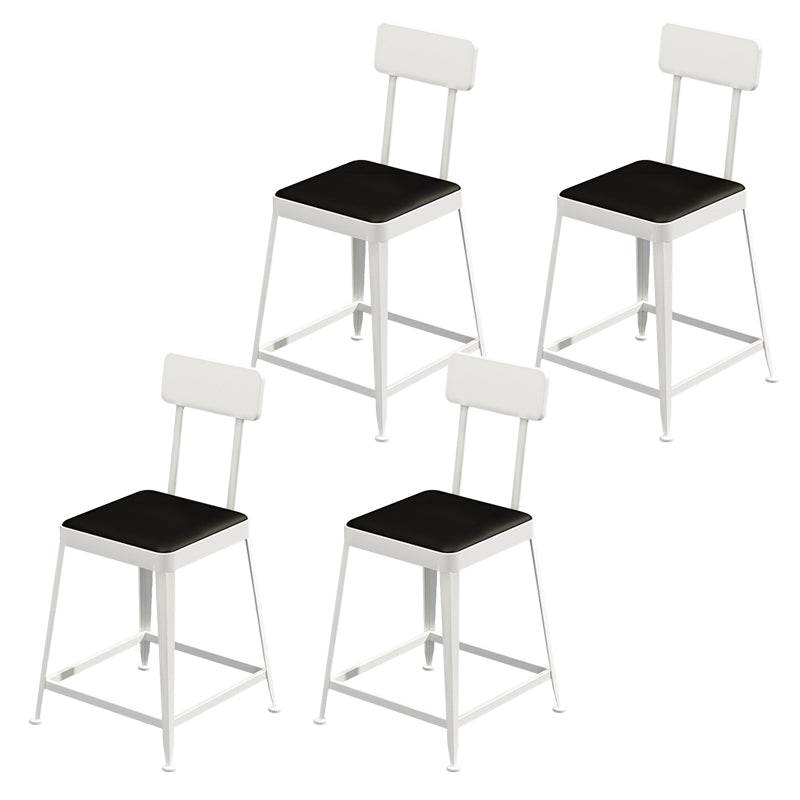 Glam Backrest Armless Counter Stool Iron Bar Stool with Cushion and Pedal for Cafe White 4 Piece Set Short Stool(18"H) Clearhalo 'Bar Furniture' 'Bar Stools' 'bar_stools' 'furn' 'furn_bar_stools' 'Furniture' 'Kitchen & Dining Furniture' 6856907