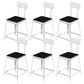 Glam Backrest Armless Counter Stool Iron Bar Stool with Cushion and Pedal for Cafe White 6 Piece Set Short Stool(18"H) Clearhalo 'Bar Furniture' 'Bar Stools' 'bar_stools' 'furn' 'furn_bar_stools' 'Furniture' 'Kitchen & Dining Furniture' 6856908
