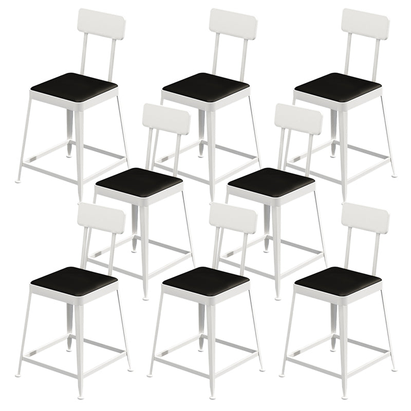 Glam Backrest Armless Counter Stool Iron Bar Stool with Cushion and Pedal for Cafe White 8 Piece Set Short Stool(18"H) Clearhalo 'Bar Furniture' 'Bar Stools' 'bar_stools' 'furn' 'furn_bar_stools' 'Furniture' 'Kitchen & Dining Furniture' 6856909