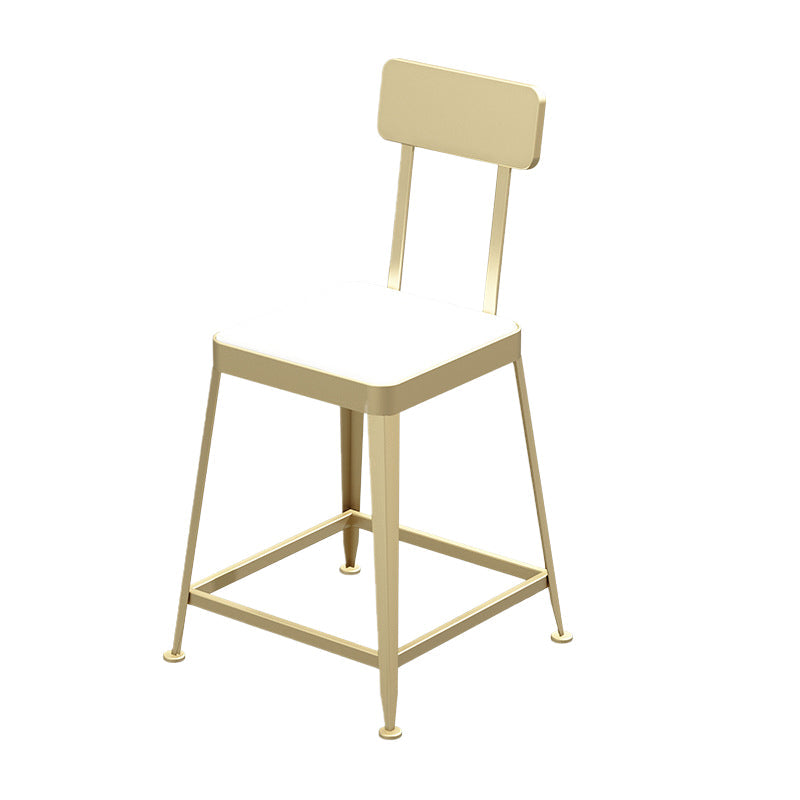 Glam Backrest Armless Counter Stool Iron Bar Stool with Cushion and Pedal for Cafe Gold 1 Piece Short Stool(18"H) Clearhalo 'Bar Furniture' 'Bar Stools' 'bar_stools' 'furn' 'furn_bar_stools' 'Furniture' 'Kitchen & Dining Furniture' 6856910