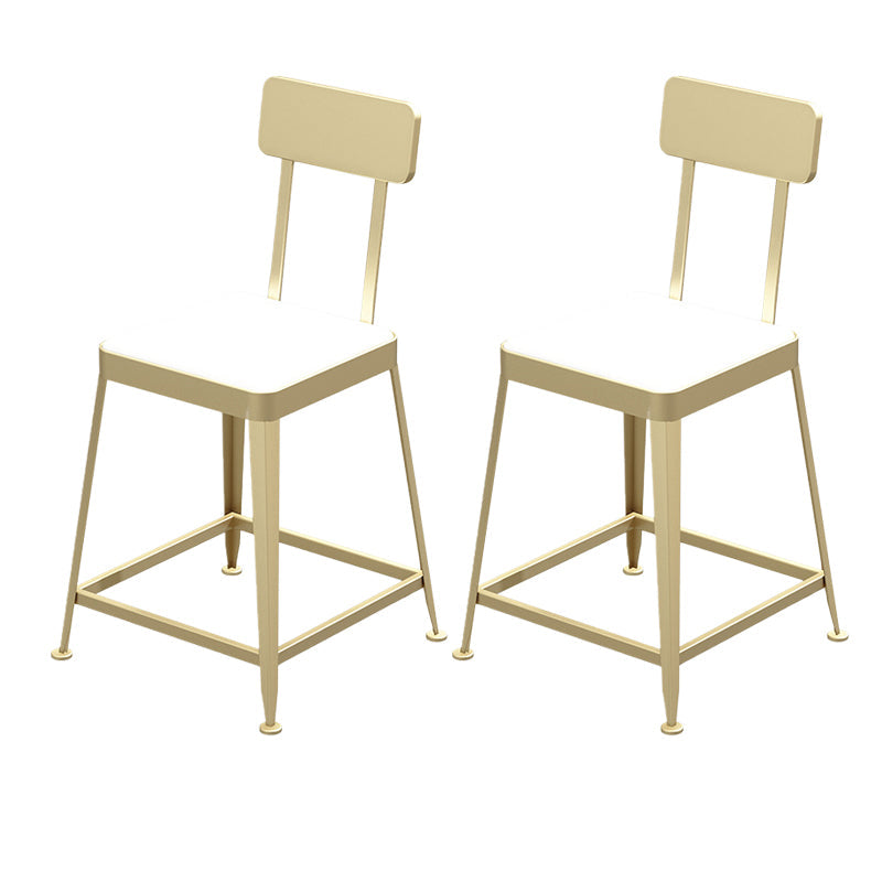 Glam Backrest Armless Counter Stool Iron Bar Stool with Cushion and Pedal for Cafe Gold 2 Piece Set Short Stool(18"H) Clearhalo 'Bar Furniture' 'Bar Stools' 'bar_stools' 'furn' 'furn_bar_stools' 'Furniture' 'Kitchen & Dining Furniture' 6856911