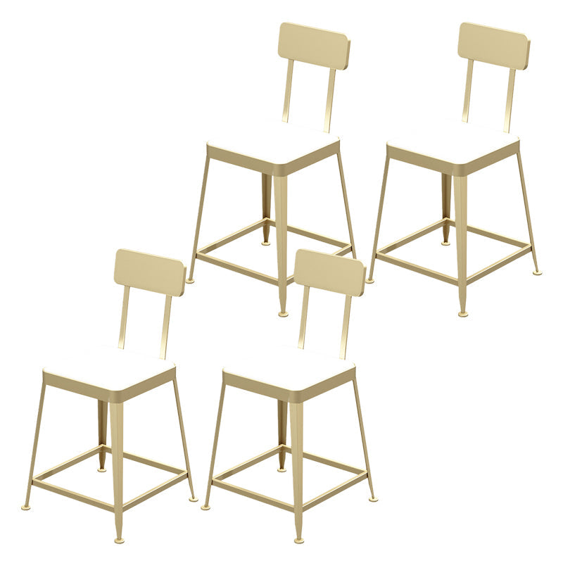 Glam Backrest Armless Counter Stool Iron Bar Stool with Cushion and Pedal for Cafe Gold 4 Piece Set Short Stool(18"H) Clearhalo 'Bar Furniture' 'Bar Stools' 'bar_stools' 'furn' 'furn_bar_stools' 'Furniture' 'Kitchen & Dining Furniture' 6856912
