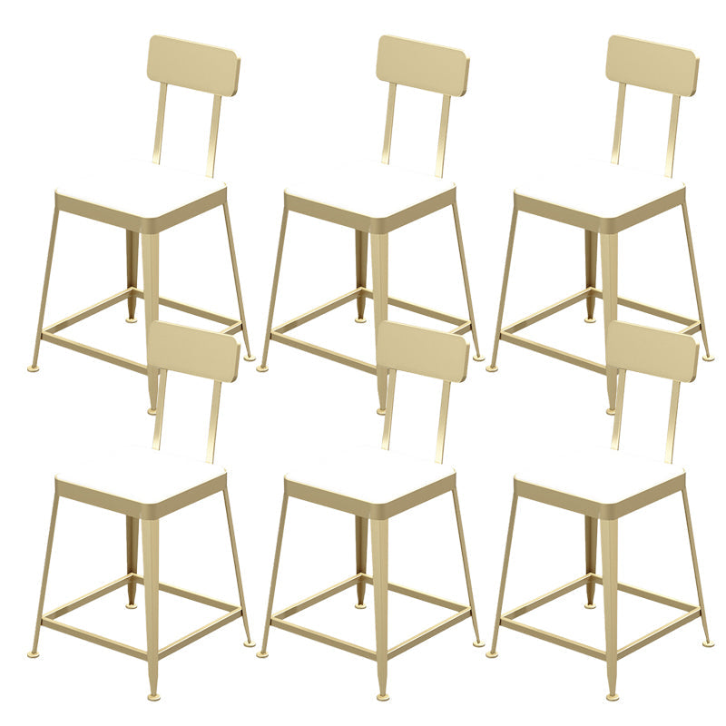 Glam Backrest Armless Counter Stool Iron Bar Stool with Cushion and Pedal for Cafe Gold 6 Piece Set Short Stool(18"H) Clearhalo 'Bar Furniture' 'Bar Stools' 'bar_stools' 'furn' 'furn_bar_stools' 'Furniture' 'Kitchen & Dining Furniture' 6856913