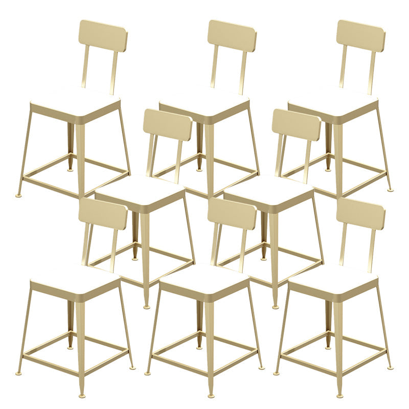 Glam Backrest Armless Counter Stool Iron Bar Stool with Cushion and Pedal for Cafe Gold 8 Piece Set Short Stool(18"H) Clearhalo 'Bar Furniture' 'Bar Stools' 'bar_stools' 'furn' 'furn_bar_stools' 'Furniture' 'Kitchen & Dining Furniture' 6856914