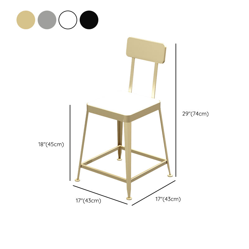 Glam Backrest Armless Counter Stool Iron Bar Stool with Cushion and Pedal for Cafe Clearhalo 'Bar Furniture' 'Bar Stools' 'bar_stools' 'furn' 'furn_bar_stools' 'Furniture' 'Kitchen & Dining Furniture' 6856915