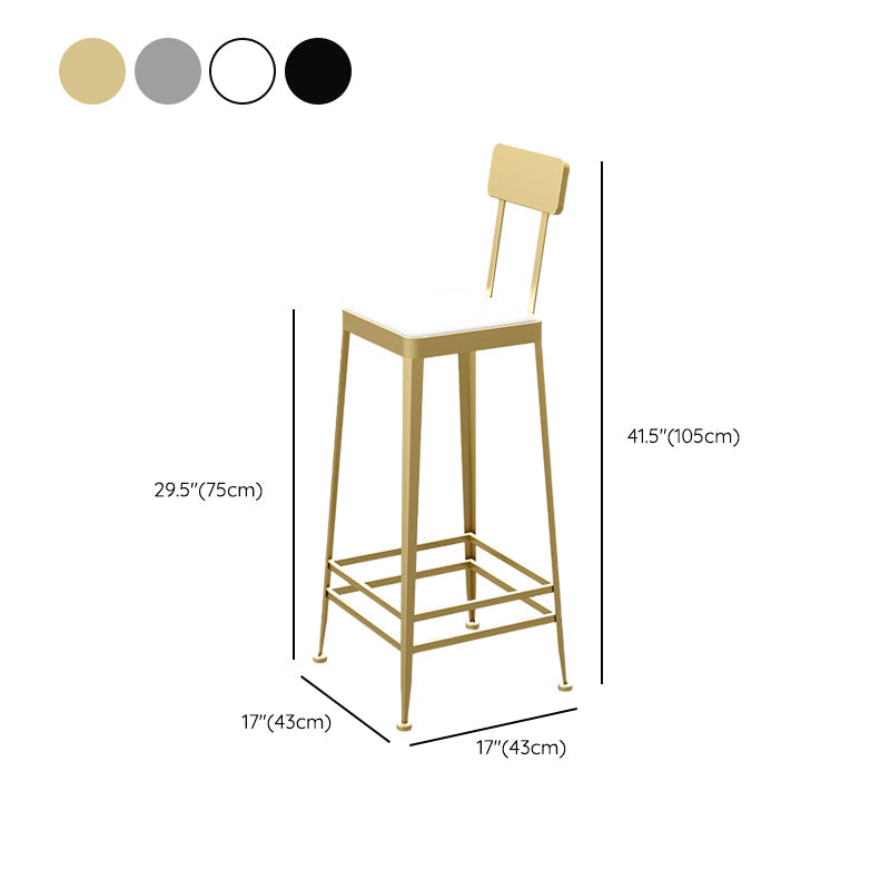 Glam Backrest Armless Counter Stool Iron Bar Stool with Cushion and Pedal for Cafe Clearhalo 'Bar Furniture' 'Bar Stools' 'bar_stools' 'furn' 'furn_bar_stools' 'Furniture' 'Kitchen & Dining Furniture' 6856916