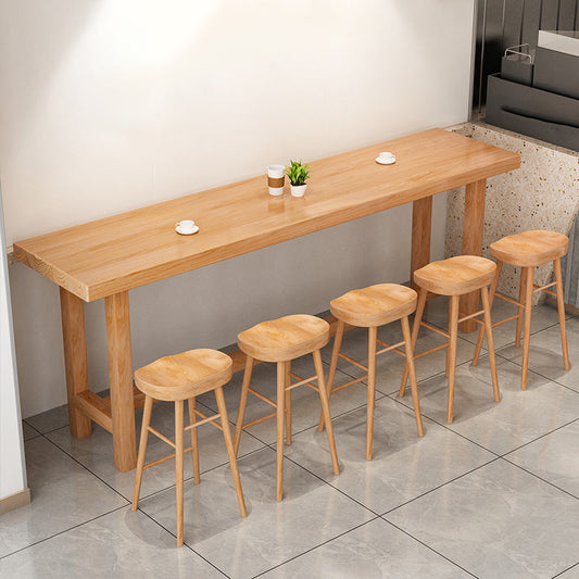 Modern Armless Backless Counter Stool Wood Bar Stool with Pedal for Milk Tea Shop