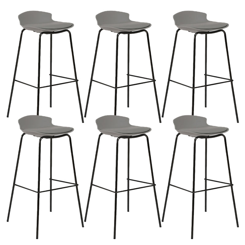 Modern Style Counter Stool Faux Leather Counter-height Stool for Indoor Black-Gray 6 Piece Set Clearhalo 'Bar Furniture' 'Bar Stools' 'bar_stools' 'furn' 'furn_bar_stools' 'Furniture' 'Kitchen & Dining Furniture' 6857055