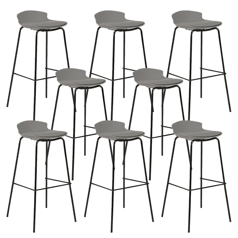 Modern Style Counter Stool Faux Leather Counter-height Stool for Indoor Black-Gray 8 Piece Set Clearhalo 'Bar Furniture' 'Bar Stools' 'bar_stools' 'furn' 'furn_bar_stools' 'Furniture' 'Kitchen & Dining Furniture' 6857057