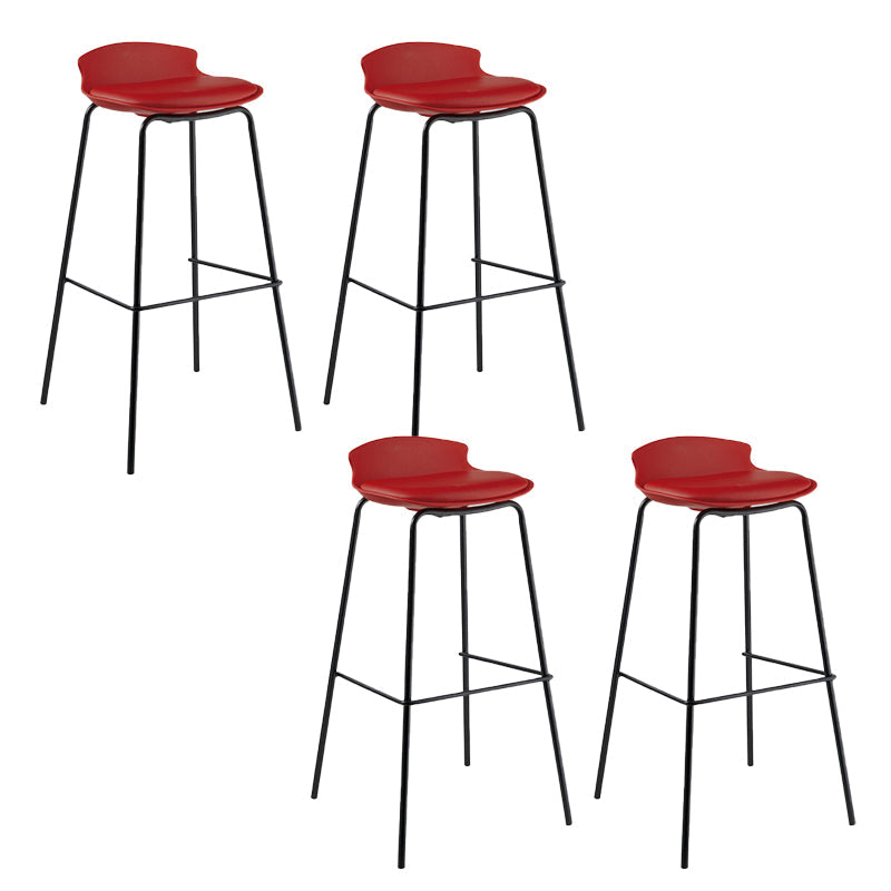 Modern Style Counter Stool Faux Leather Counter-height Stool for Indoor Red-Black 4 Piece Set Clearhalo 'Bar Furniture' 'Bar Stools' 'bar_stools' 'furn' 'furn_bar_stools' 'Furniture' 'Kitchen & Dining Furniture' 6857063