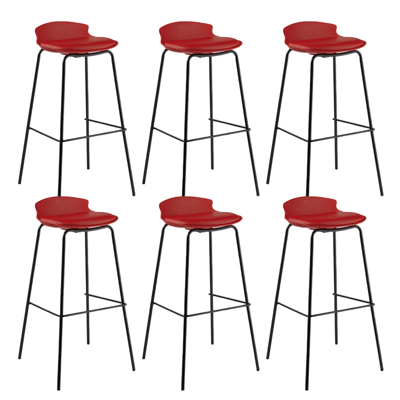 Modern Style Counter Stool Faux Leather Counter-height Stool for Indoor Red-Black 6 Piece Set Clearhalo 'Bar Furniture' 'Bar Stools' 'bar_stools' 'furn' 'furn_bar_stools' 'Furniture' 'Kitchen & Dining Furniture' 6857065