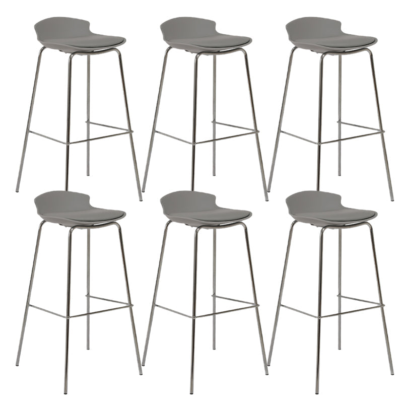 Modern Style Counter Stool Faux Leather Counter-height Stool for Indoor Grey 6 Piece Set Clearhalo 'Bar Furniture' 'Bar Stools' 'bar_stools' 'furn' 'furn_bar_stools' 'Furniture' 'Kitchen & Dining Furniture' 6857072