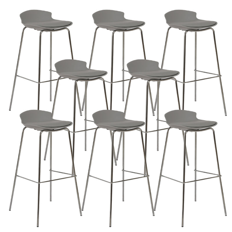 Modern Style Counter Stool Faux Leather Counter-height Stool for Indoor Grey 8 Piece Set Clearhalo 'Bar Furniture' 'Bar Stools' 'bar_stools' 'furn' 'furn_bar_stools' 'Furniture' 'Kitchen & Dining Furniture' 6857073