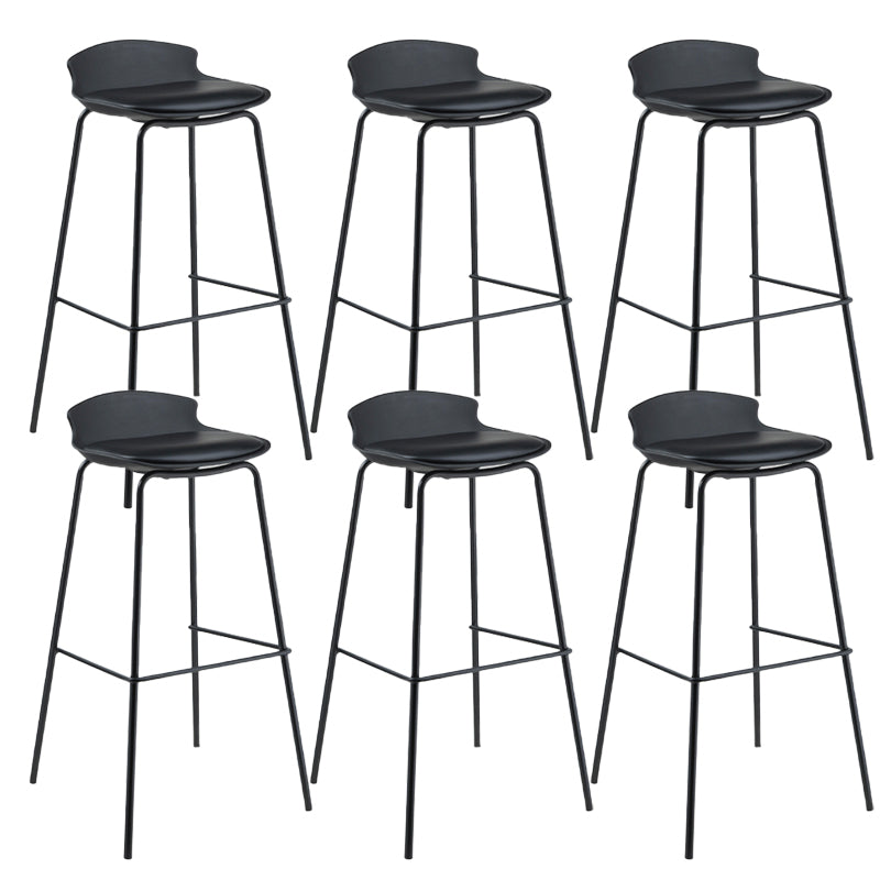 Modern Style Counter Stool Faux Leather Counter-height Stool for Indoor Matte Black 6 Piece Set Clearhalo 'Bar Furniture' 'Bar Stools' 'bar_stools' 'furn' 'furn_bar_stools' 'Furniture' 'Kitchen & Dining Furniture' 6857082
