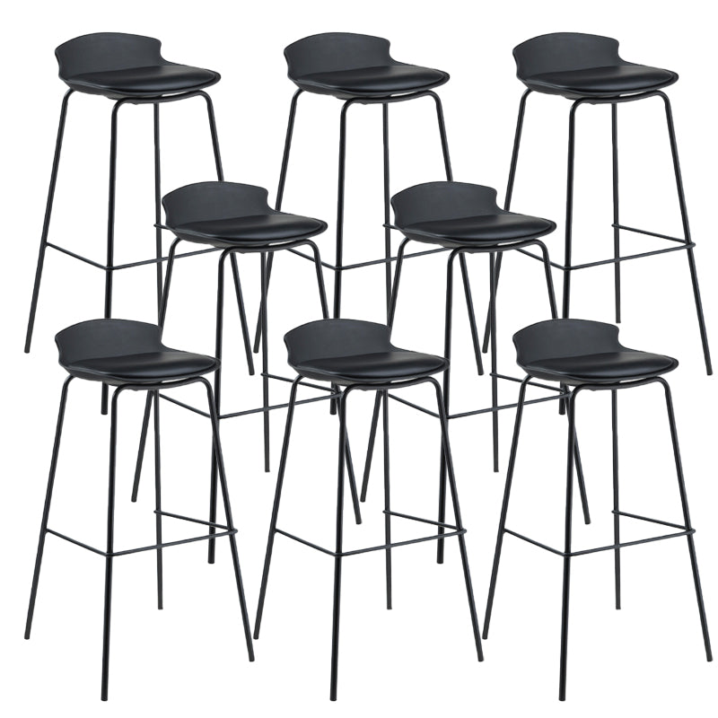 Modern Style Counter Stool Faux Leather Counter-height Stool for Indoor Matte Black 8 Piece Set Clearhalo 'Bar Furniture' 'Bar Stools' 'bar_stools' 'furn' 'furn_bar_stools' 'Furniture' 'Kitchen & Dining Furniture' 6857083